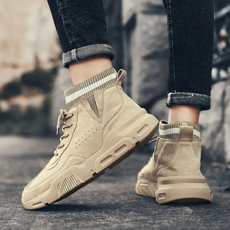 

2019 Winter New Style Hight-top plus Velvet Genuine Leather England Lace-up Martin Boots Retro Worker Boot Warm Men's Boot