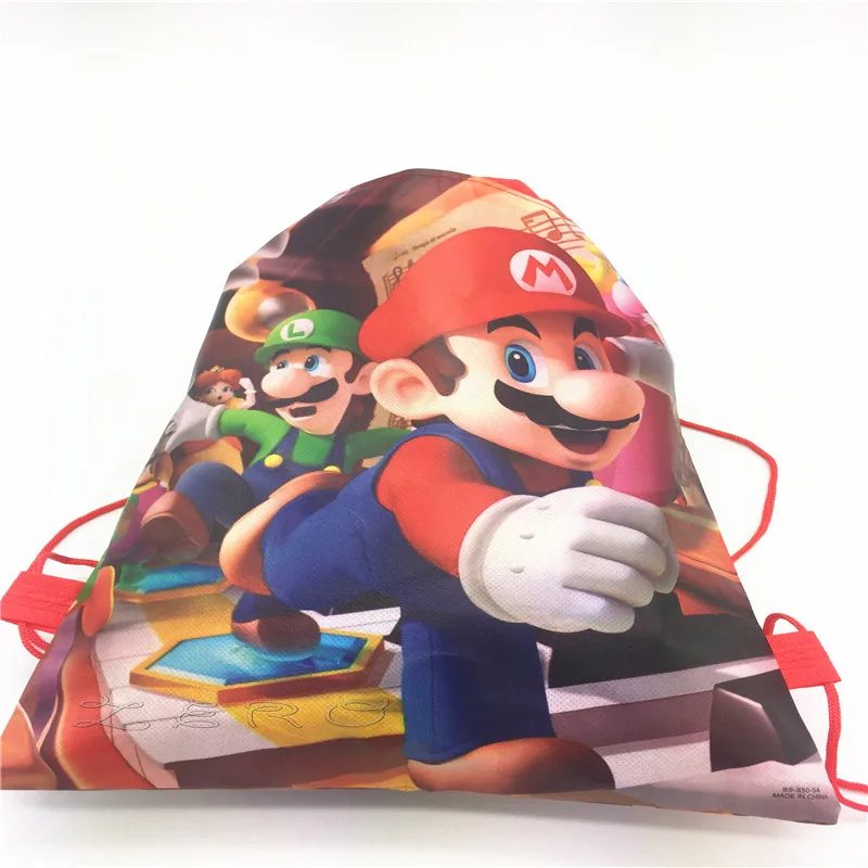 12pcs super mario theme travel storage package cartoon school backpacks drawstring bags two style for boys and girls