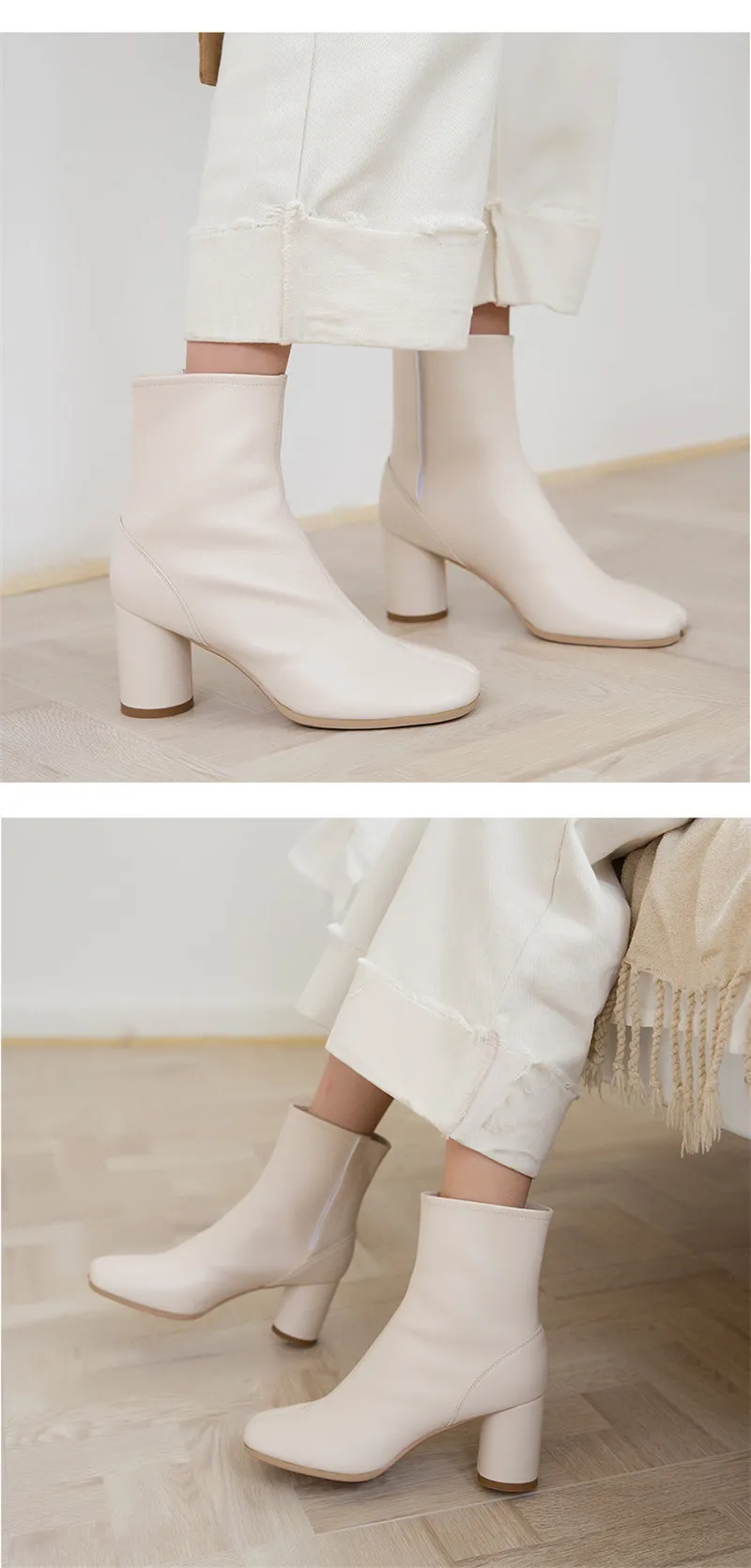 HKJL/сезон весна-осень; тонкие ботинки; женская обувь на толстом каблуке; Новинка года; обувь с раздельным носком; кожаные полусапожки; Ботинки martin на высоком каблуке; Z070