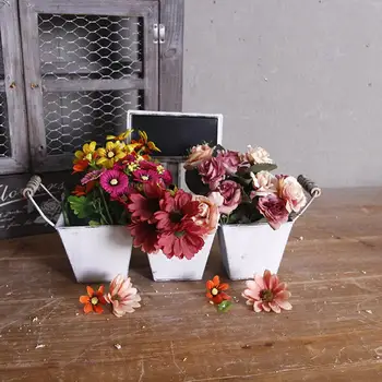 

Holder Desktop Flower Bucket Pot Home Decor Craft Balcony Display Stand Living Room Wedding Vintage Iron Hanging Outdoor