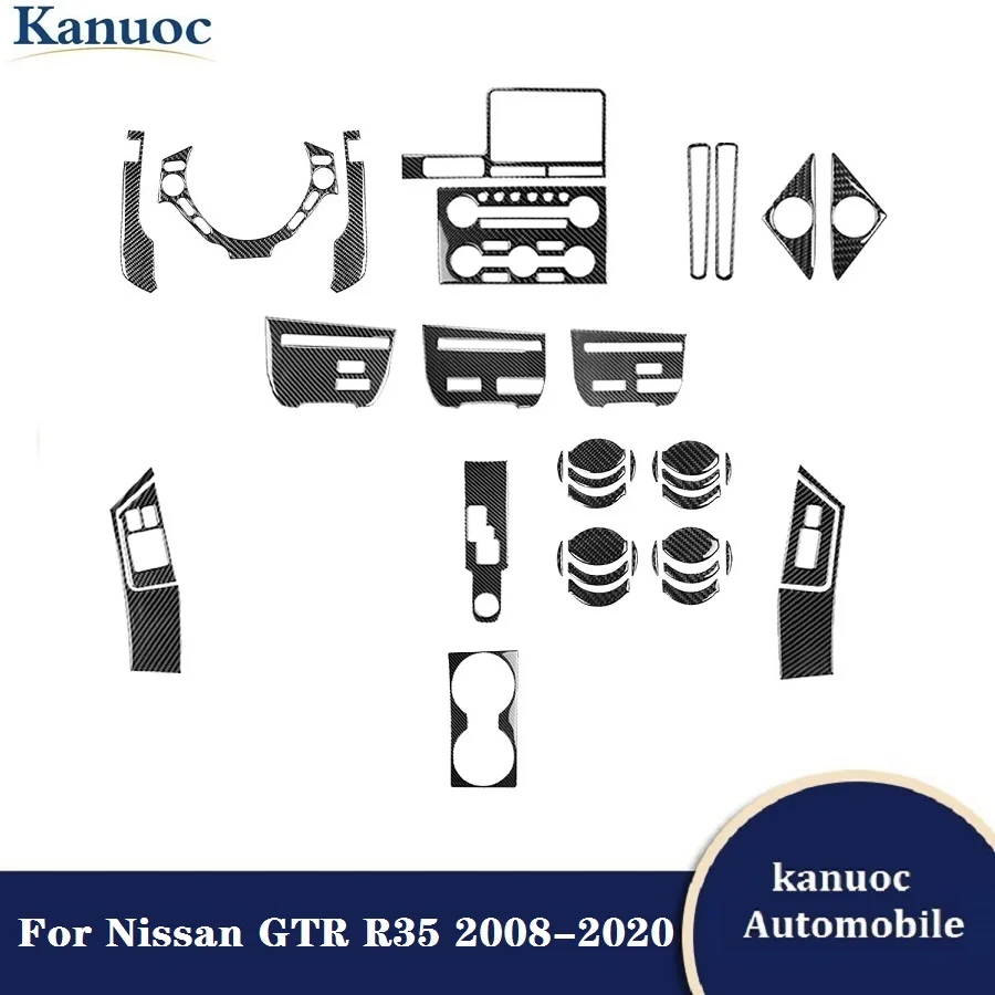 

Car Carbon Fiber Black Stickers Cover Trim Car Interior Decorative Accessories Various Parts For Nissan GTR R35 2008-2020