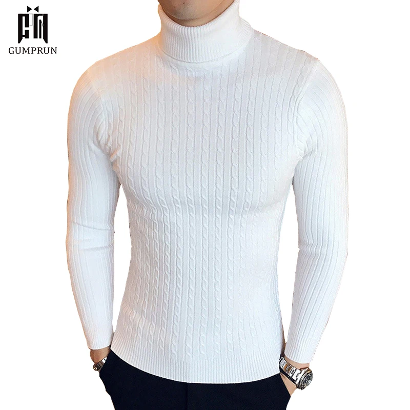 ^*Best Offers 2019 New Winter High Neck Thick Warm Sweater Men Turtleneck Brand Mens Sweater Slim Fit Pullover Men Knitwear Male Double collar
