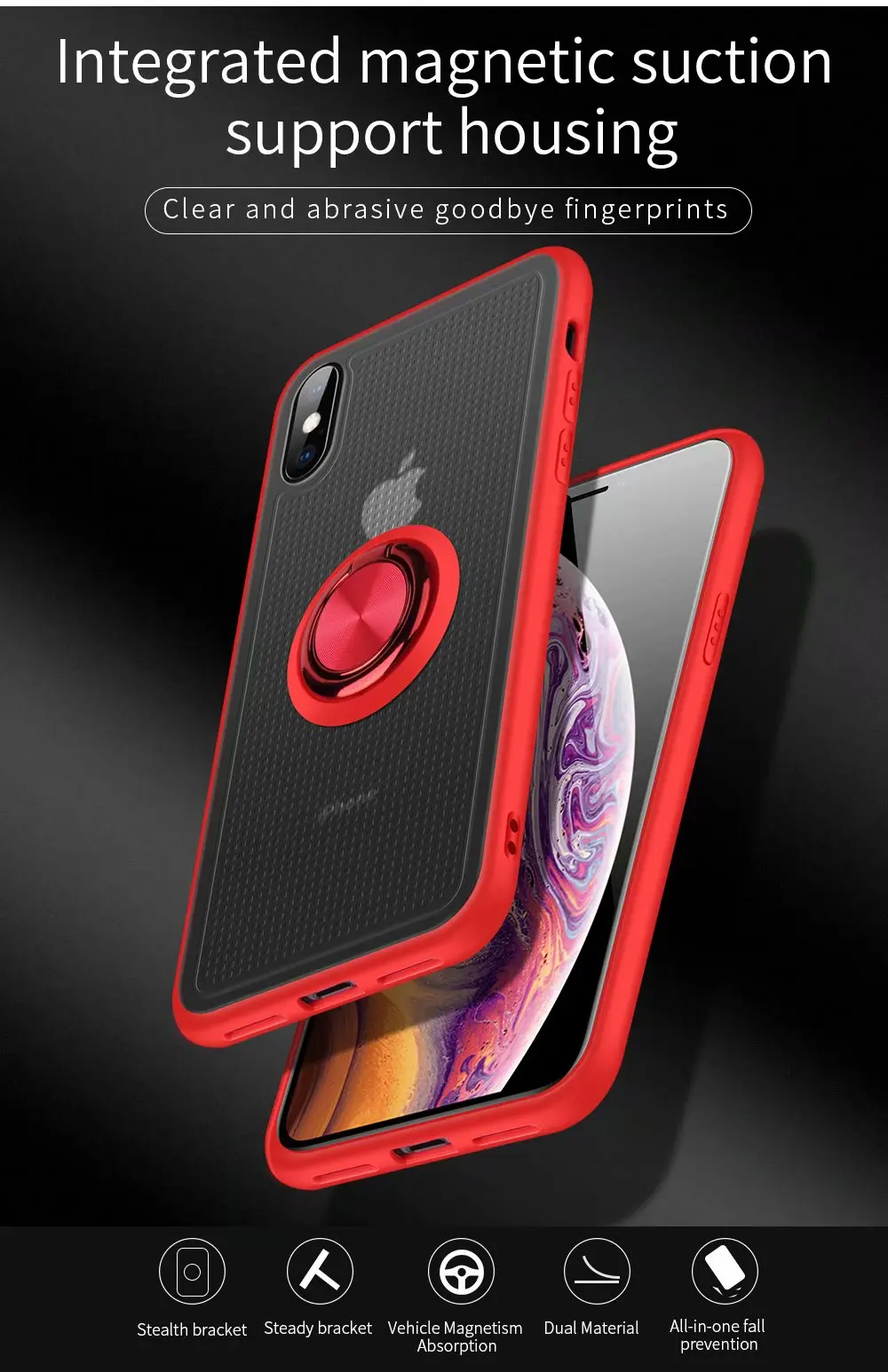 Luxury hardware ring with bracket drop proof case for iphone 6 6S 7 8 Plus case PC+TPU car charger for X XR XS Max phone case