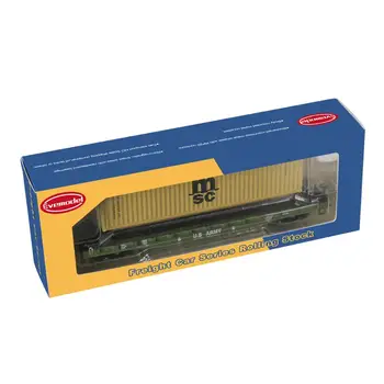 1 lot HO Scale 1:87 52ft Flat Car with Shipping Container Cargo Wagons Model Trains Set