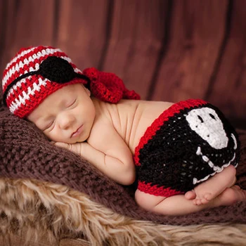

2020 OkayMom Pirate Bat Newborn Photography Props Baby Boys Photo Shooting Hat Pant Clothing New Infant Handmade Costume Outfits