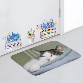 

Customized Cute Cat Floor Mat Printing Sleeping Paw Animal Door Mat Home Decoration Bathroom Polyester 50 * 80Cm Non-Slip Carpet