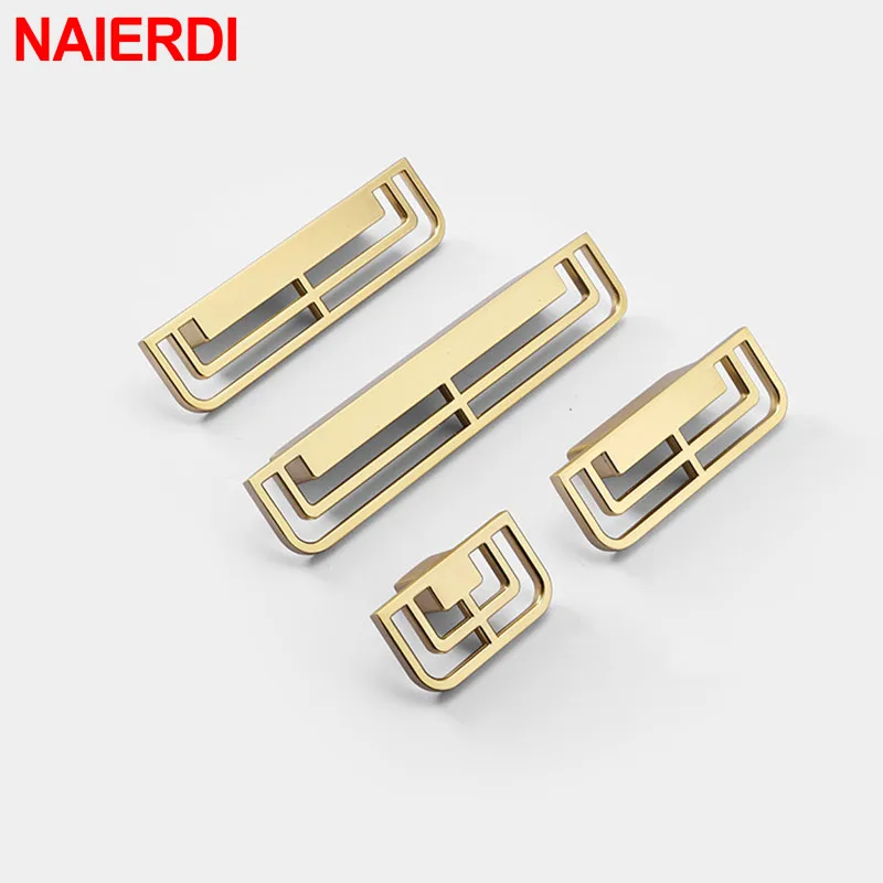 NAIERDI Zinc Alloy Kitchen Cabinet Handles Vintage Gold Cabinet Pulls Furniture Handle European Drawer Knobs Hardware