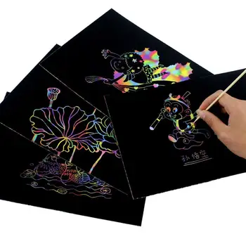 

2 Sets Rainbow Scratch Paper Scratch Art Painting Papers Magic Painting Paper Scratch Drawing Paper Set with Stencils Pens