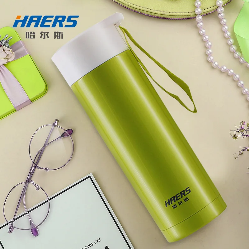 

HAERS Insulated Cup 380ml Spacious Sports Bottle Men And Women Sports Cup with Rope Handle Car Mounted Glass