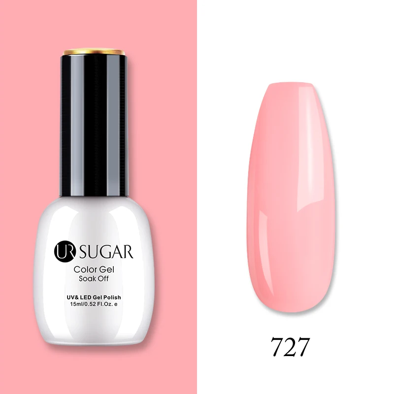 727 Ur Sugar, 15 мл, Цветной Гель-лак, гибридный лак для ногтей, для маникюра, УФ-светодиодный Полупостоянный гель для ногтей, впитывающий Гель-лак, базовое верхнее покрытие - Цвет: 727