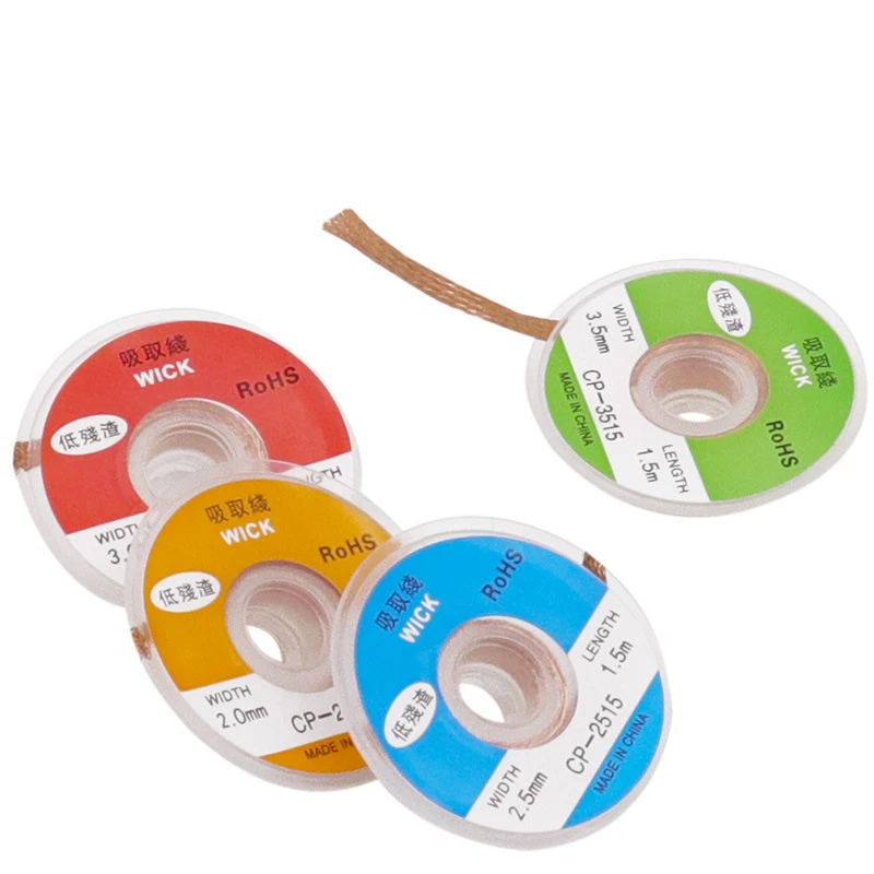 Cables de soldadura de 2/2, 5/3/3, 5mm de ancho, 1,5 M de longitud, para desoldar, soldadura, removedor mecha para, cable de plomo, herramienta de reparación de BGA de flujo