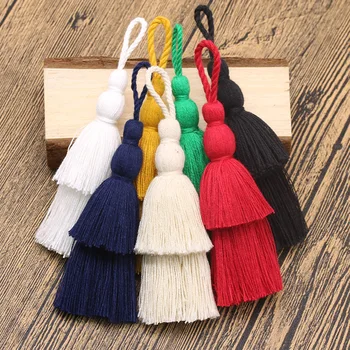

12cm Long Cotton Tassel 2 Layers Design Color Tassel for DIY Craft Phone Pendant Key Chain Hanging Bag Garment Decoration 1pcs