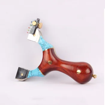 

High quality outdoor shooting slingshot new leaflet red sandalwood pure copper patch fiber optic fast compression slingshot