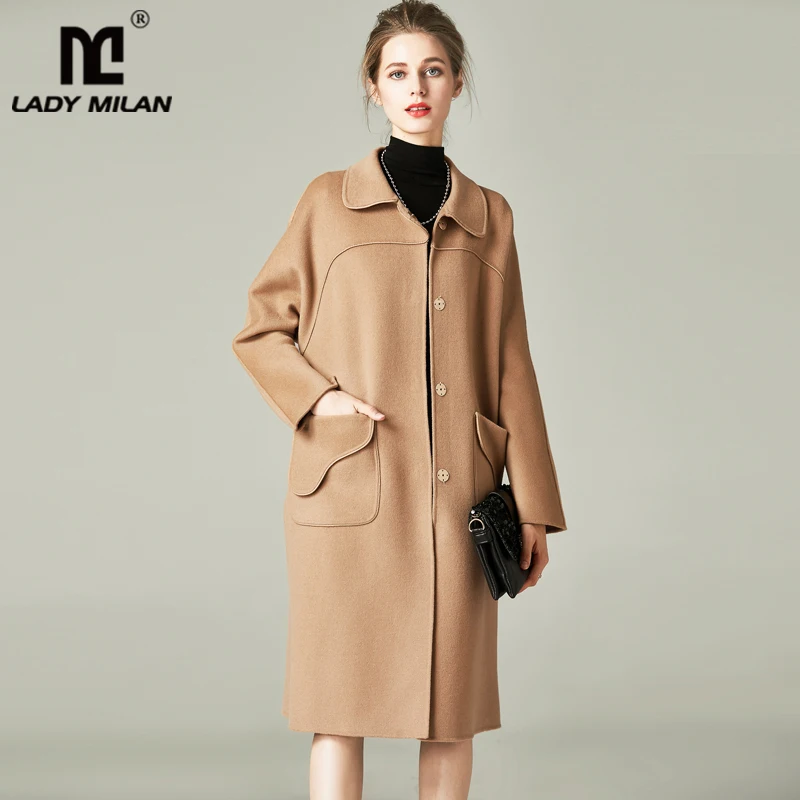 Женские Подиумные пальто Питер Пэн воротник с длинным рукавом двойной кашемир