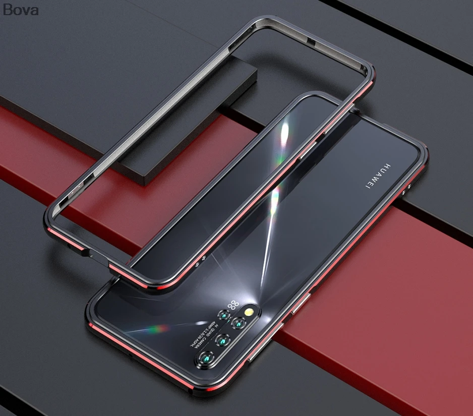Чехол для huawei Nova5 роскошный Ультратонкий алюминиевый бампер для huawei Nova 5 Pro+ 2 пленки(1 передняя+ 1 задняя - Цвет: Red Black