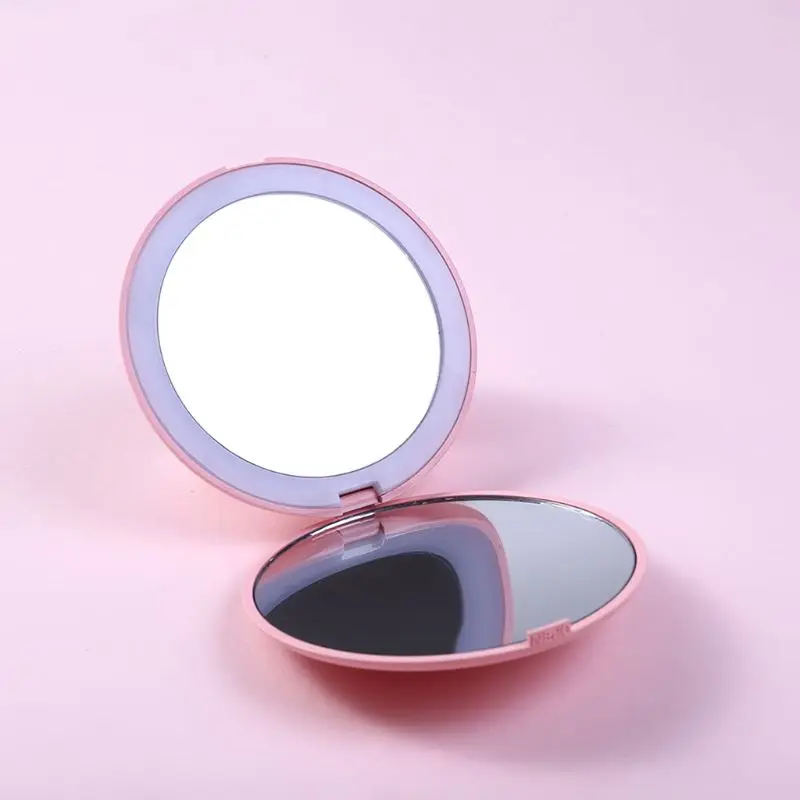 

LED Lighted Mini Circular Makeup Cosmetic Mirror Foldable 10X Magnifying Round Lighting Mirrors Compact Travel