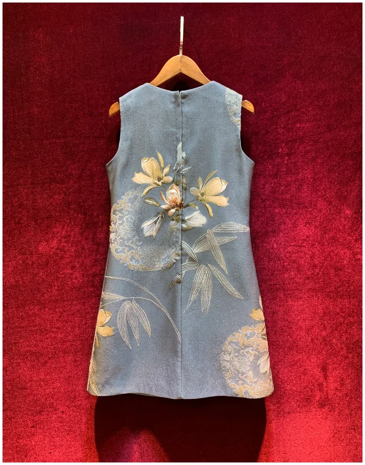 New outfit high end custom Chinese wind heavy nail bead show thin vest dress elegant temperament
