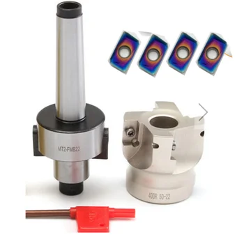 

MT2 M10 400R 50mm Face End Mill Cutter + 4pcs Blue-nano APMT1604 Carbide Inserts With T15 Wrench For Milling Tools