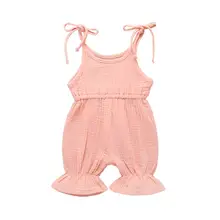 Летний комбинезон для малышей, милая детская одежда для мальчиков и девочек, кружевная одежда для альпинизма, одноцветная, E65D