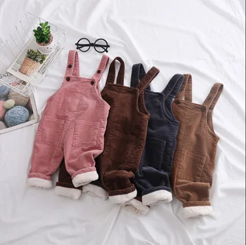 

New Children Kids Overalls Pants Boys Girls Pocket Corduroy Overalls Jumpsuits Baby Clothing Jumpsuits Girls Overall