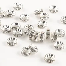  50pcs/lot 4 6 8 10mm Rhinestone Rondelle Crystal Round Loose Spacer Beads for Jewelry Making DIY Bracelet Necklace Accessories 