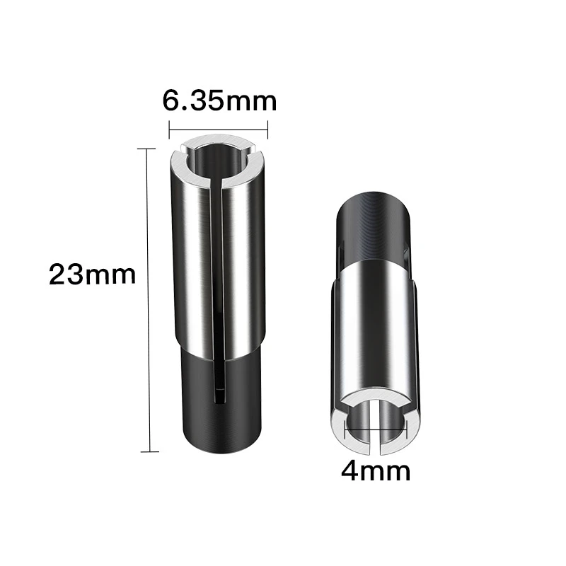 12,7 мм-3,175 4 6 6,35 8 10 mm-1PCS, бесплатный почтовый цанговый конверсионный втулка Высокоточный адаптер, аксессуары для гравировального станка - Длина режущей кромки: 6.35mm-4mm
