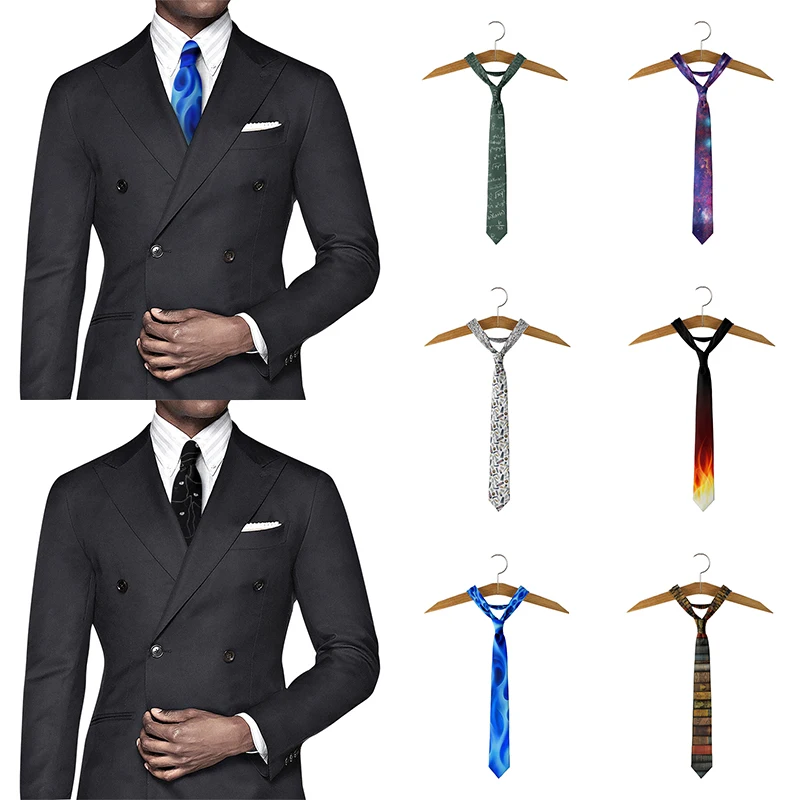 Funny Cat Tie For Men Creative Design Flame Skull Letter Printing Polyester Necktie Casual Business Party Shirt Suit Accessories |