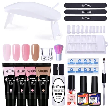 

LEMOOC Poly UV Gel Set Acrylic Gel Polish Nail Art Kits With UV LED Lamp Nail Dryer Manicuring Builder UV Gel Extention Tools