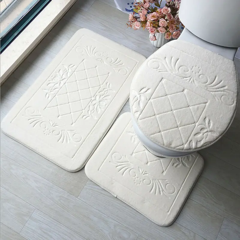 

3Pcs Zeegle Bathroom Mat Set Microfiber Carpet For Bathroom Toilet Lid Cover Bath Mat for Home Decoration Absorbent Bathroom