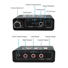 24 Bit Digital to Analog Converter 3 5 Jack RCA DAC Spdif Amplifier Decoder Optical Fiber Coaxial For Headphone With Volume Knob