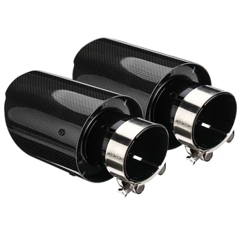 

2X 2.5 Inch Car Exhaust Tips Tailpipes Stainless Steel Gloss Carbon 6m-101mm
