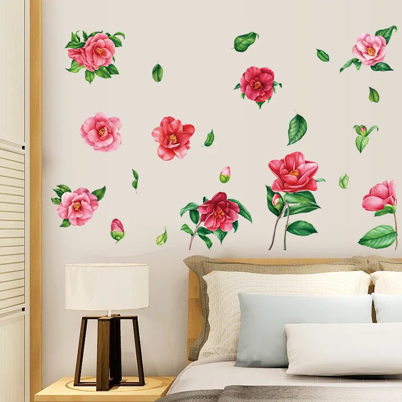 Красивый Летающий розы стены Стикеры Wall Art Наклейки для спальни гостиной фон