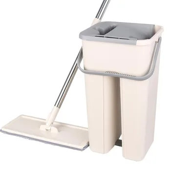 

Cleaning Mops Free Hand Spin Cleaning Microfiber Mop With Bucket Flat Squeeze Spray Mop Home Kitchen Floor Clean Tools