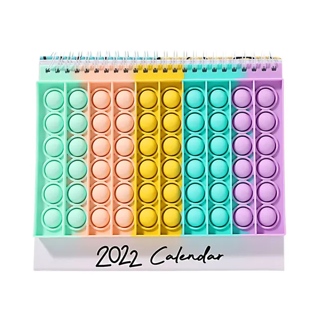 New Caderno Desk Calendar Pop its Notebook Bubble Fingertip Silicone Case Notepad Student Decompression Stationery Toys Gift F-Desk calendar