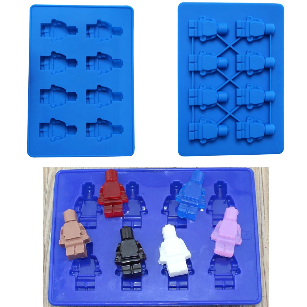 1 стук силиконовые Lego Bouwstenen робот 3D DIY пресс форм Chocolade лоток Желе Десерт брауни Gebak