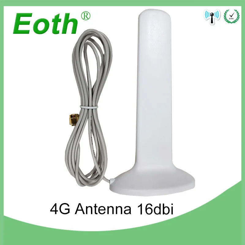 Eoth 3g 4G LTE антенна SMA 2m 3g внешняя антенна 16dBi для 4G модемного маршрутизатора+ адаптер SMA мама К CRC9 штекер/TS9 Разъем
