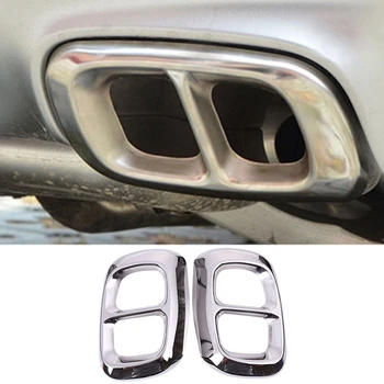 

2Pcs Car Silver Stainless Steel Tail Throat Exhaust Pipe Muffler Tip Trim Cover for Mercedes Benz GLB 2020