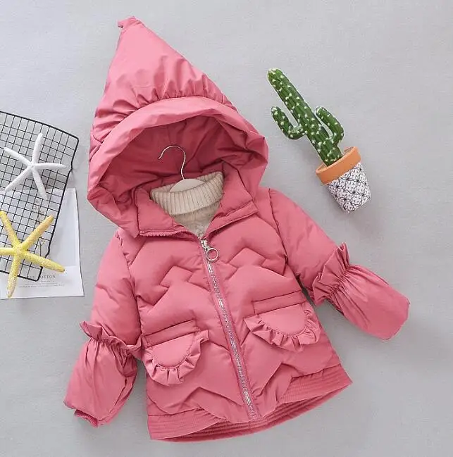 Коллекция года, Рождественская Детская Хлопковая пуховая куртка пальто для маленьких девочек плотная зимняя теплая верхняя одежда, парки для малышей - Цвет: Bean powder