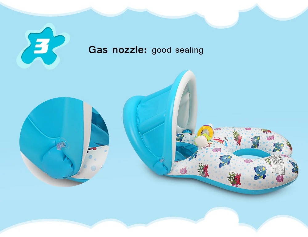 Inflatable Mother Baby Swim Float Ring Kids Seat Double Person Swimming Soft Ring Swimming Circle Babyfloat Accessories piscine (1)