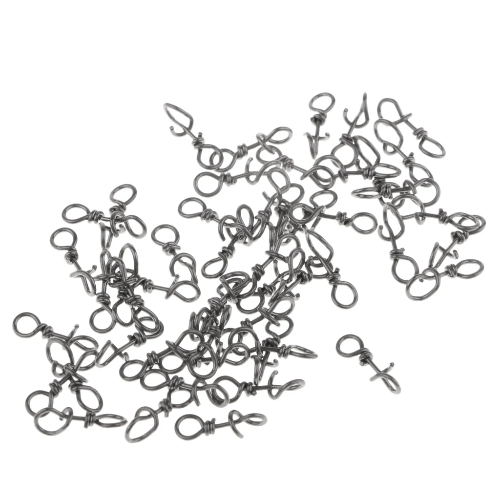 50x High Strength Stainless Steel Quick Lock Fishing Snaps Clips Swivels