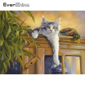 

Evershine Diamond Painting Animals Full Square Rhinestones Mosaic Diamond Embroidery Cat Cross Stitch Kit Home Decoration