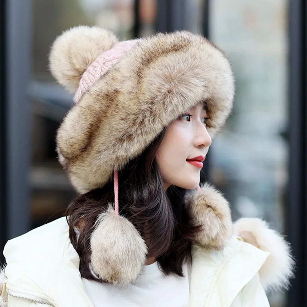 Зимняя однотонная шерстяная вязаная шапка женская модная повседневная шапка теплые зимние шапки вязаная шерстяная шапка с помпоном