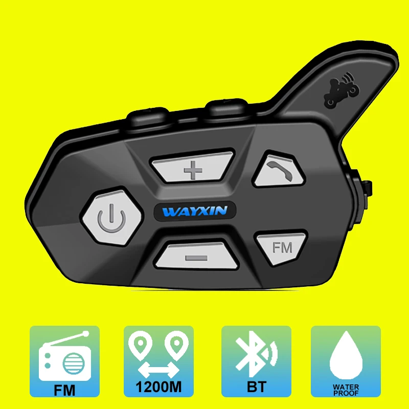

Motorcycle Intercom Bluetooth Motorcycle Helmet Interphone Headset Waterproof Wireless Bluetooth Moto Headset Interphone FM
