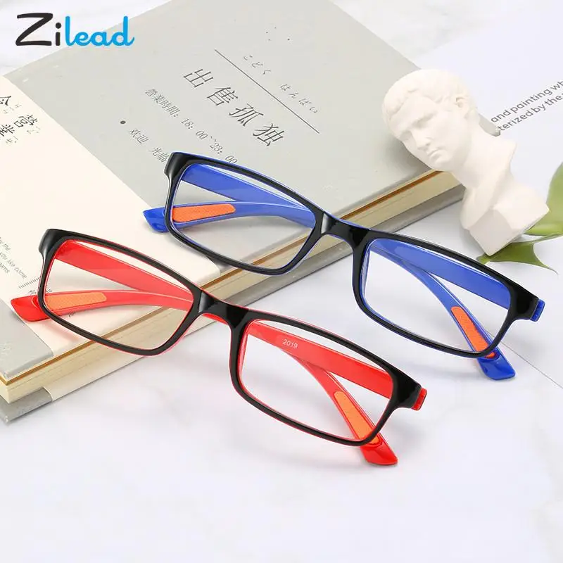 Zilead Myopia Glasses Women Men Square Nearsighted Tr90 Frame Clear