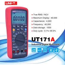 UNI T UT171A TRMS Цифровой мультиметр 40000 Граф AC DC аналоговый бар NCV VFC Ом Freq тестер USB/Bluetooth подключение хранения данных ETL