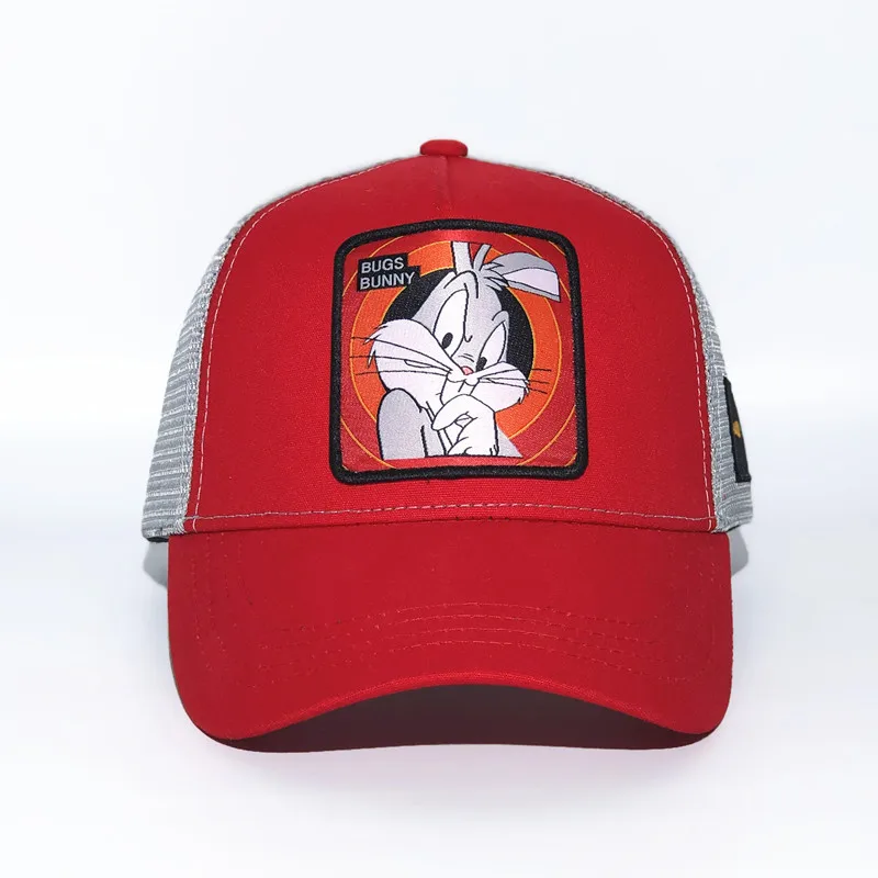 red BUNNY Бейсбольная кепка Looney ttes Bugs Bunny высокого качества с вышивкой в виде красных животных, бейсболка для мужчин и женщин в стиле хип-хоп, сетчатая Кепка для папы - Цвет: red BUNNY
