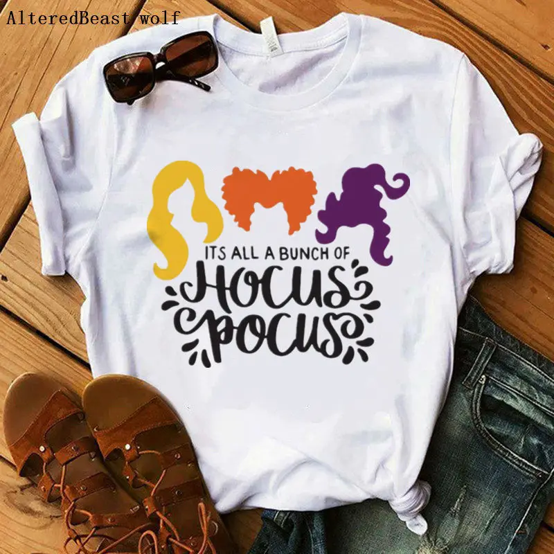 

Women Hocus Pocus witch print t-shirt femme halloween funny short-sleeve tops tee female casual t shirt harajuku horror vogue