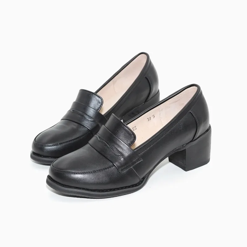 Loafer Pumps Shoes Women Vintage Genuine Leather Women's Shoes Brogues Thick High Heel British College Tassel Women Pumps Oxford (15)