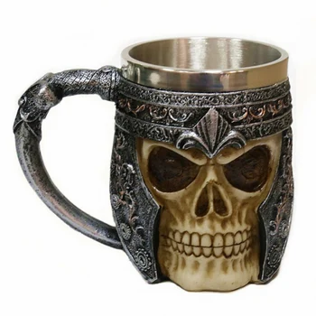 

Halloween Household Bar Party Personality Stainless Steel Skull Decor Coffee Mike Gothic Cup u
