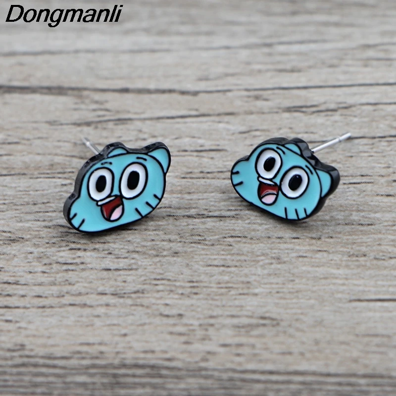 K880, 1 пара, удивительный мир, Gumball, милые серьги-гвоздики для женщин, детей, эмаль, пирсинг, серьги, ювелирные изделия, подарки для девочек